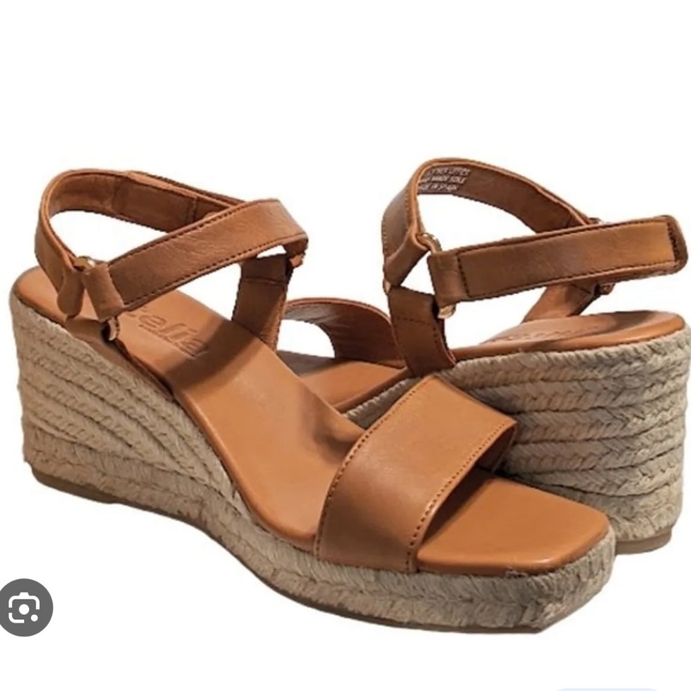 Jutelia Made in Spain Leather Twist Raffia Wedge Espadrilles